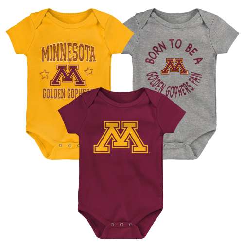 Minnesota Golden Gophers Newborn & Infant 3-Pack Born To Be Bodysuit Set - Maroon/Gold/Heather Gray