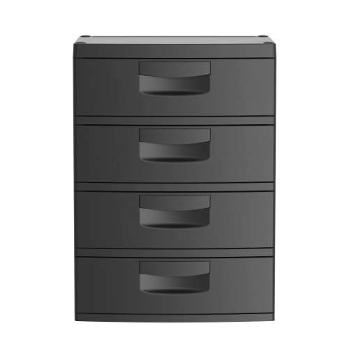 Hyper Tough 4 Drawer Plastic Garage Cabinet 18.7"D x 25.39"W x 35.31"H, Black Matte