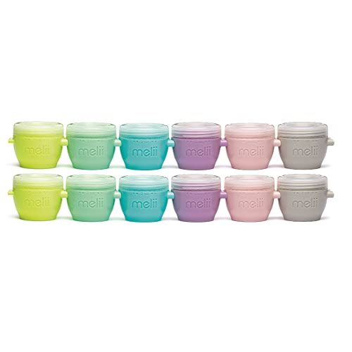 melii Snap & Go Baby Food Storage Containers with lids, Snack Containers, Freezer safe - Set of 12, 2oz