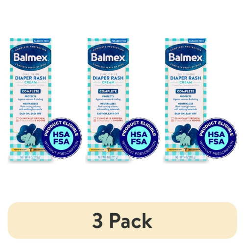 (3 pack) Balmex Complete Protection Baby Diaper Rash Cream with Zinc Oxide & Soothing Botanicals, 4 oz