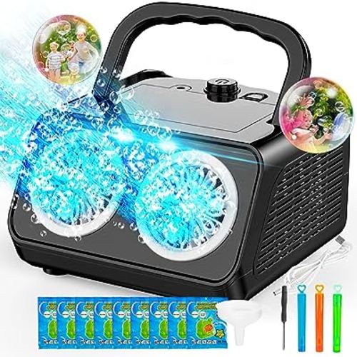Amazon.com: SHCKE Automatic Bubble Machine Upgrade Bubble Blower with 2 Fans, 20000+ Bubbles Per Minute Bubbles for Kids Portable Bubble Maker Operated by Plugin or Batteries for Indoor Outdoor Birthday Party : Toys & Games