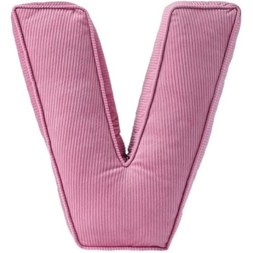 Pink Letter Plush Pillow, Letter Hugging Throw Pillows, Decorative Corduroy Initial Letter Shaped Throw Pillows, Letter Pillows English Alphabet A to Z for Sofa Bedroom Living Room Decor (V)