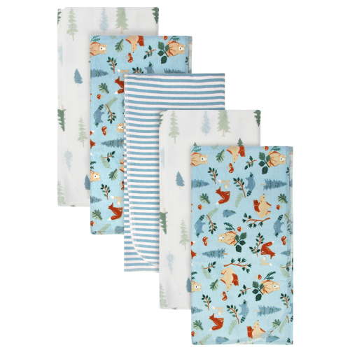 Modern Moments by Gerber Baby & Toddler Boy Flannel Blankets, 5-Pack, Blue Bears