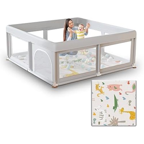 Baby Playpen with Mat Small Playpen for Babies and Toddlers 50 x 50 inch Baby Fence Playards
