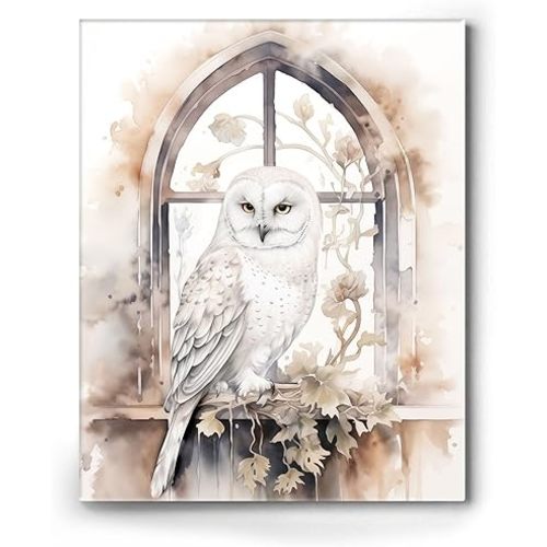 B.B.F MAKE Hedwig Canvas Wall Art, hp Friend Portrait Hogwarts Admission Messenger Poster Print Magic World Oil Painting Artwork, Dreamy Fantastic Animal Picture Home Decor for Movie Fans, 8x10inch