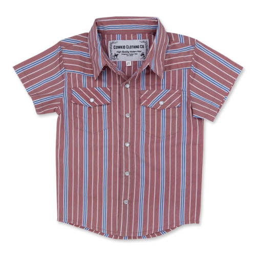 Vintage Blue and Red Stripe Short Sleeve Pearl Snap – Cowkid Clothing Company