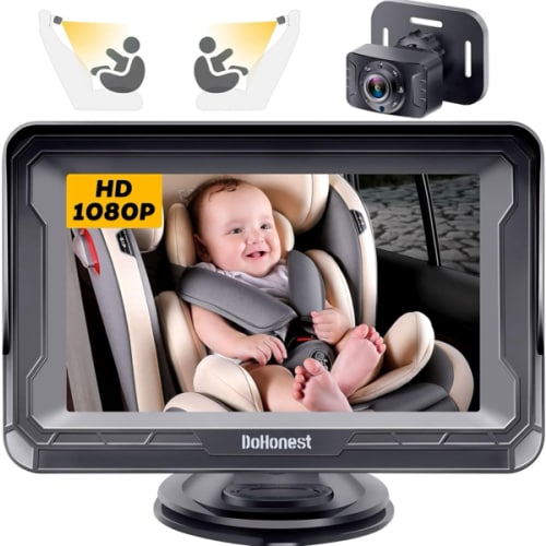 DoHonest Baby Car Camera HD 1080P - Rear-Facing Car Baby Monitor with Night Vision, Adjustable View Angle, Easy Setup, Anti-Glare Display, Safety for Kids & Infants