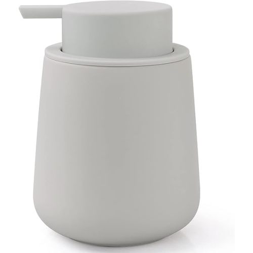 Bosilunlife Soap Dispenser Bathroom - Beige Grey Ceramic Soap Dispenser Lotion Pump Dish Soap Dispenser for Kitchen 12oz Refillable Liquid Hand Soap Dispenser for Bathroom (Rubber Paint)