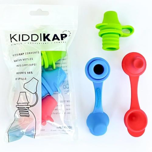 Original Water Bottle Topper for Toddlers – 100% Silicone Sippy Top Spout with Protective Cap Makes The Bottle Top a Spill Proof Lid for Kids and Adults - 3 Pack - Original