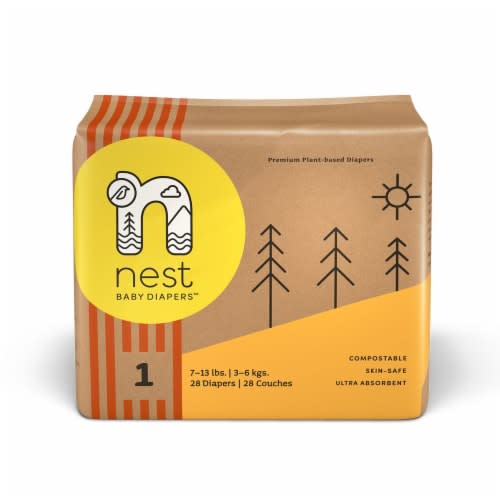 Sustainable Plant-Based Diapers  Nest Baby Diapers Size 1, 56 diapers, Size 1, 56 pieces