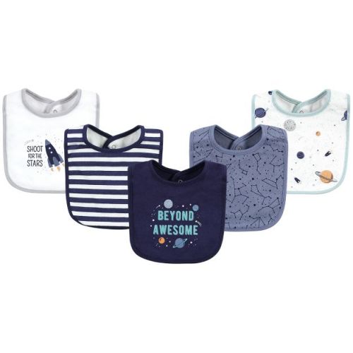 Hudson Baby Infant Boys Cotton Bibs, Space, One Size