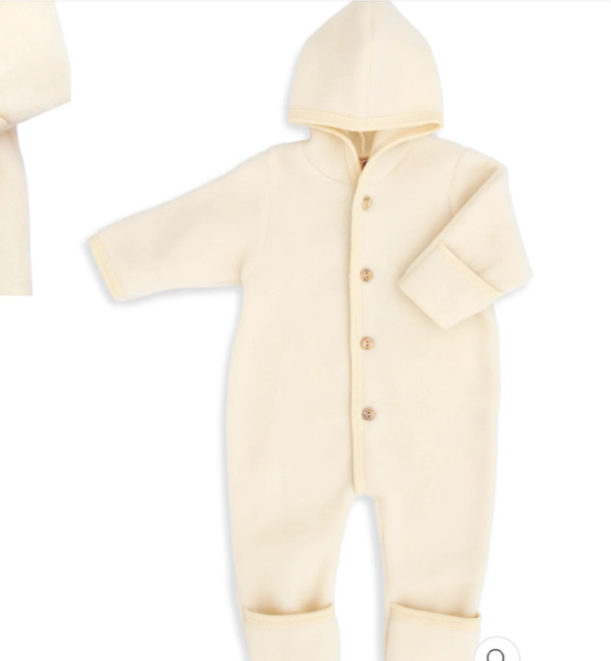 Wool Fleece Hooded Overall - Natural - 3 - 6 MONTHS