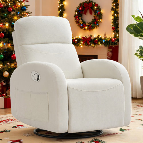Latitude Run® Delba 37"Modern Upholstered Chenille Manual Swivel Rocker Glider Recliner Nursery Chair & Reviews | Wayfair