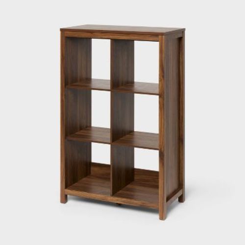 47.6'' Tall 13'' 6-Cube Vertical Shaker Style Storage Cubbies Walnut Brown - Brightroom™