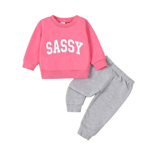 Bslissey Baby Girls Pants Set Long Sleeve Letter Print Sweatshirt Casual Elastic Sweatpants Tracksuit 2Pcs Infant Toddler Casual Daily Clothes 3M 6M 9M 12M 18M 24M