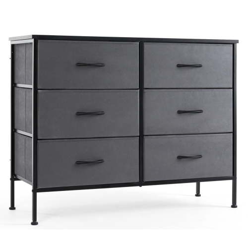 CONCETTA 6 Fabric Drawers, Dresser for Bedroom Chest of Dresser TV Stand for Living Room, Nightstand for Bed, Gray
