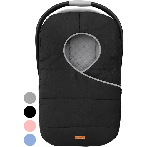Winter Carseat Cover for Baby | Infant Car Seat Cover Baby | Doona Accessories | Winter Car Seat Canopy for Boys & Girls | New Born Essentials Must Haves for Cold Weather | Warm & Thick Fleece (Black)
