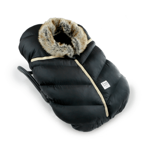 7 AM Car Seat Cocoon - Tundra Black Faux Fur