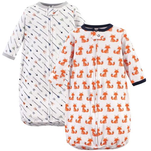 Hudson Baby Infant Boys Cotton Long-Sleeve Wearable Sleeping Bag, Sack, Blanket, Foxes, 0-3 Months
