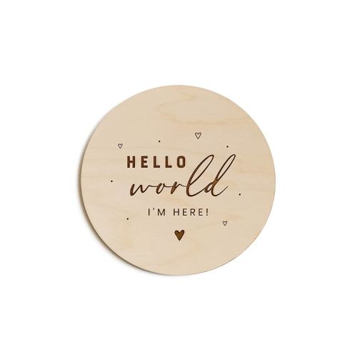 The Cotton & Canvas Co. Hello World Newborn Baby Announcement, Nursery Sign, Modern Wooden Plaque, Oh Baby, Birth Prop