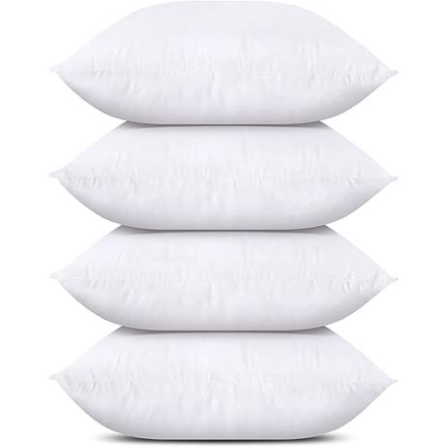 Utopia Bedding Throw Pillows (Set of 4, White), 18 x 18 Inches Pillows for Sofa, Bed and Couch Decorative Stuffer Pillows