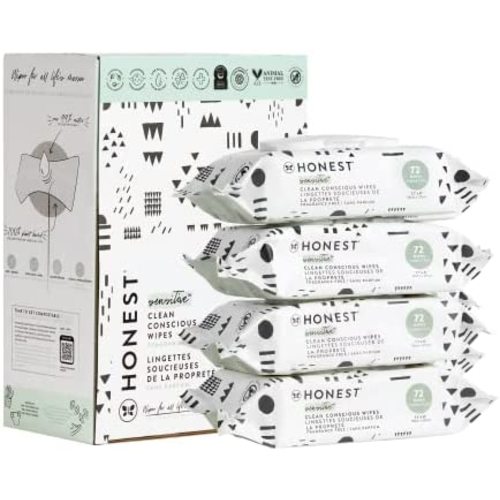 The Honest Company Clean Conscious Wipes | 100% Plant-Based, 99% Water, Baby Wipes | Hypoallergenic, Dermatologist Tested | Pattern Play, 288 Count