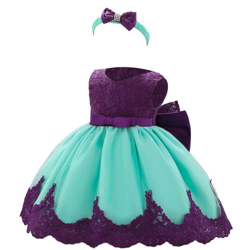 Utlike Summer Dress For Baby Girls Pageant Lace Dress Bowknot Flower Dresses Wedding Tutu Gown First Birthday Outfit Sweet Sundress Size 12 Months-18 Months