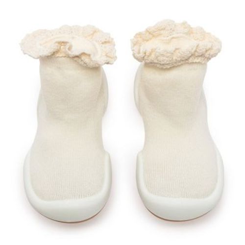 Komuello Toddler Shoes - Lace Trim Off White Size 12-18m