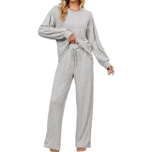 Blooming Jelly Womens Lounge Set Cute Long Sleeve Pajama Sets Casual 2 Piece Pj Outfit Fall Sleepwear Pockets