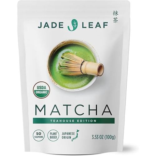 Jade Leaf Matcha Organic Green Tea Powder - Teahouse Edition - Premium First Harvest Ceremonial Grade - Authentic Japanese Origin (3.53 Ounce Pouch)