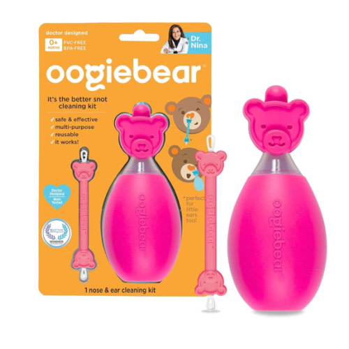 oogiebear: BearPair Baby Nose Cleaner & Ear Wax Removal Tool with Nasal Aspirator - Safe Booger & Earwax Removal for Newborns, Infants, Toddlers - Essential Baby Stuff, Diaper Bag Must-Have - Pink
