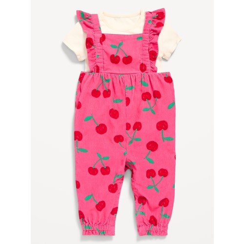 Short-Sleeve Ribbed T-Shirt and Corduroy Jumpsuit Set for Baby | Old Navy