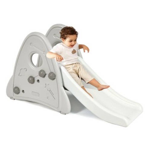 Costway Freestanding Baby Slide Indoor First Play Climber Slide Set for Boys Girls Pink\Blue\Gray, Color: Gray