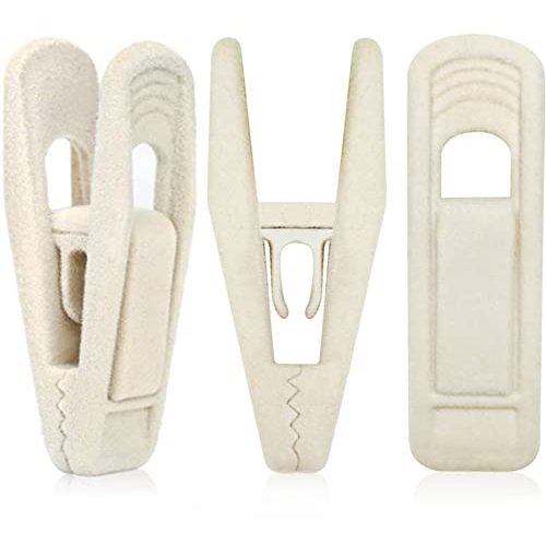 TOFIIGREM Velvet Hanger Clips for Velvet Hangers - 20 PCS Beige Non-Slip Velvet Clip for Skirt Hanger, Strong Flocking Clips Fit for Ivory Velvet Hangers