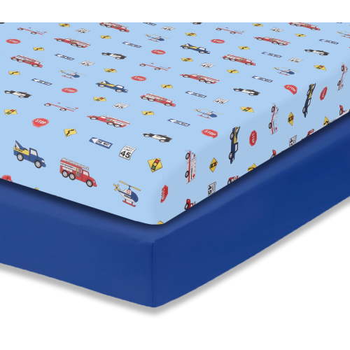 Everyday Kids 2 Pack Fitted Boys Crib Sheet - Rescue/Blue