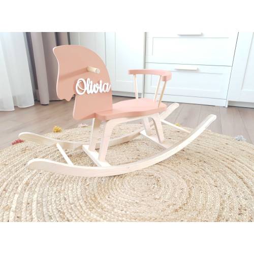 Personalized Rocking Horse for 1st birthday Baby Gift, Wooden Ride on Toy with Name for a Baby Boy or a Baby Girl