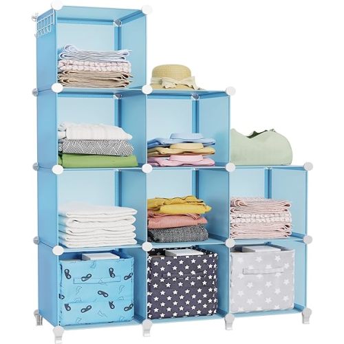 HOMIDEC Closet Organizer, 9-Cube Closet Organizers and Storage, Portable Closet Storage Shelves,Closet Organizer Storage Shelves, Clothes Storage Organizer for Garment Racks, Closet, Wardrobe, Blue