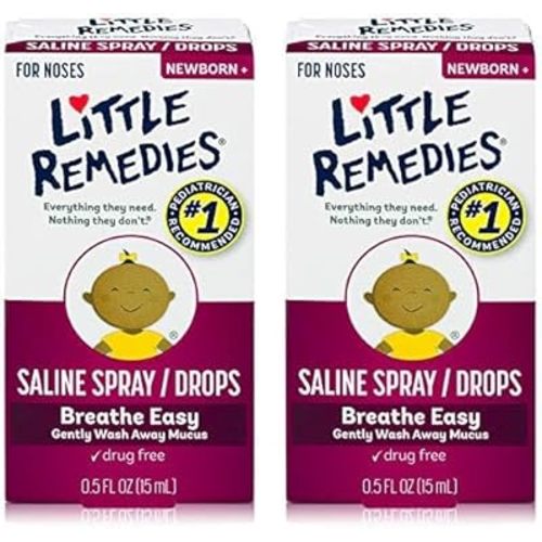 Little Remedies Saline Spray and Drops, Safe for Newborns, 0.5 fl oz (Pack of 2)