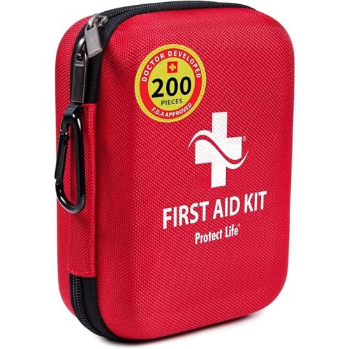 Protect Life Survival First Aid Kit for Home/Business, Camping Survival Kits | Mini Travel First Aid Kit | Camping Equipment | Small Kits for Car | Outdoor Emergency Survivals Pack - 200pcs