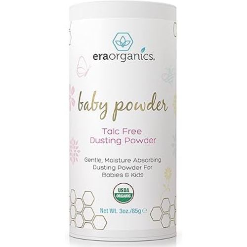 USDA Organic Baby Powder Talc-Free Dusting Powder - Soothing Organic Arrowroot, Calendula and Cornstarch Baby Powder for Newborn, Babies and Toddlers - Made in USA - 3oz/85g