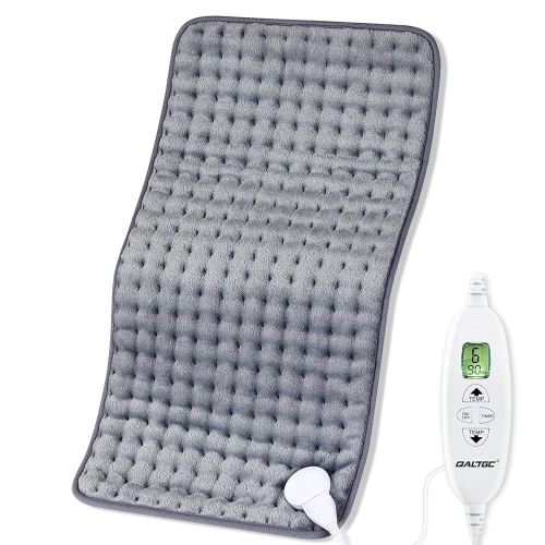 Electric Heating Pad, Dual Mode Controller (Manual and auto Off Mode),Multiple Safety protections,9 Temperature Settings, Comfortable Soft for Cramps/Pain Relief, Machine Washable(12"x 24" Grey)