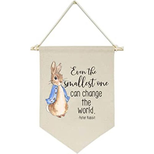 Even the Smallest One Can Change the World -Canvas Hanging Flag Banner Wall Sign Decor Gift for Baby Kids Girl Boy Nursery Teen Room Front Door