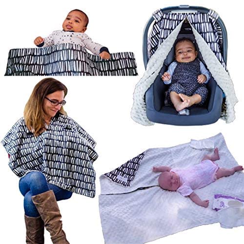 The World’s Softest CozyBaby 4-in-1 Carseat Canopy & Nursing Cover. 4 Uses – Baby Car Seat & Stroller Cover, Nursing Cover Breastfeeding Scarf, Baby Change Mat & Ultra-Soft Baby Blanket (Black)