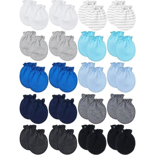 20 Pairs Newborn Baby Boys Girls Mittens 0-6 Months Infant Toddler Mittens No Scratch Solid Color Gloves