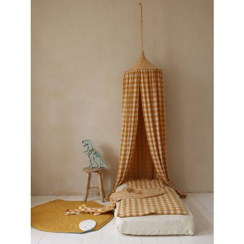 Mustard Check Muslin Canopy / Crib Canopy checkered / Circus Theme / Children's Room Decoration / Boho / For kids / Babotipi /