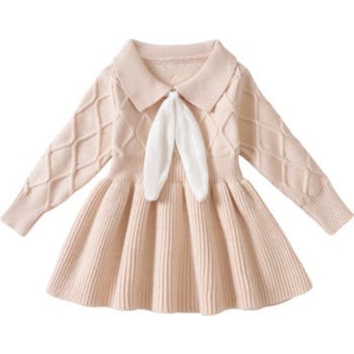 Yara Long Sleeve Cotton Sweater Dress, 6-9 M