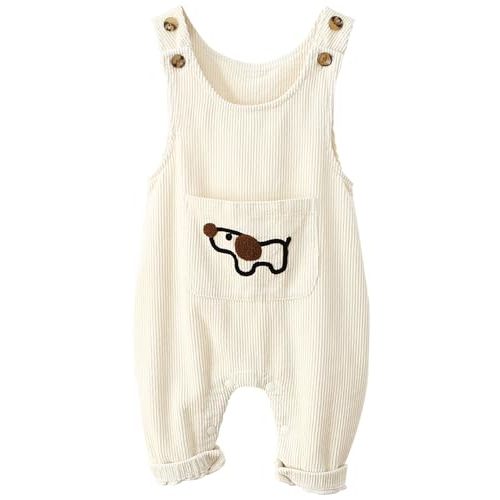 SEAUR Baby Boy Girl Corduroy Bib Overalls Cotton Button Suspender Pants Plain Romper Loose Jumpsuit One Piece Outfit