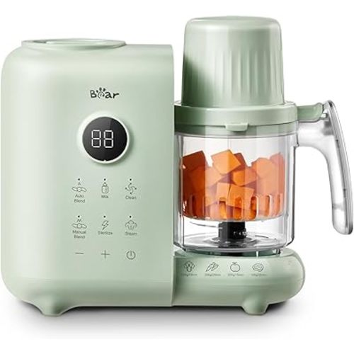 Bear 2025 Baby Food Maker with Two Layer Steam Baskets, Multifunction Baby Food Processor Steamer Puree Blender, Baby Food Mill with Bottle Warming Sterili-zing Auto Cleaning Function, BPA-Free