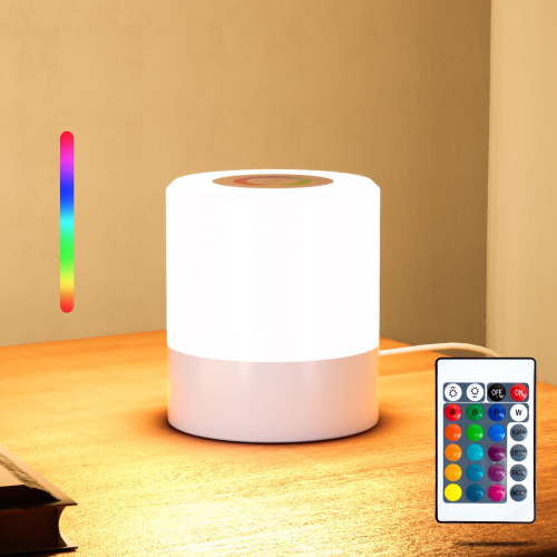 DAYBETTER Night Light, Dimmable Touch Lamp for Bedroom, Portable Table Bedside Lamps, 5 Brightness and 7 RGB Colors, Suitable for Bedroom/Baby Nursery/Bathroom/Hallways/Living Room