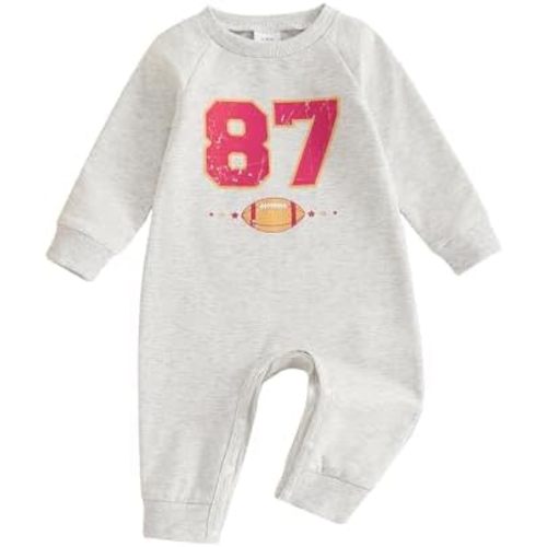 Newborn Infant Baby Boy Girl Football Clothes Long Sleeve Crewneck Romper Chiefs Jumpsuit Fall One Piece Outfit
